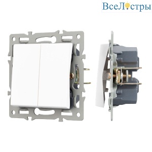Механизм выключателя двухклавишный непроходной Arlight SWT-MK02-PL-WH (250V, 16A) 043724