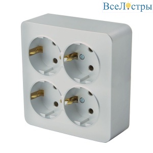 Розетка 4-местная 2P+PE Stekker София серебро MST16-14S-03 49334