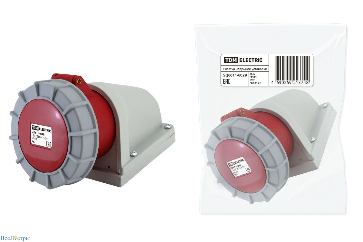 розетка наружной установки tdm electric sq0611-0029
