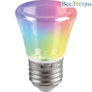 Лампа светодиодная Feron LB-372 Колокольчик прозрачный E27 1W RGB быстрая смена цвета 38131