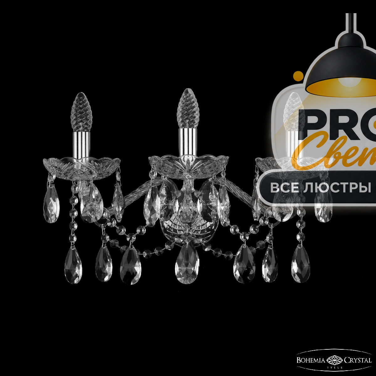 бра bohemia ivele crystal 1413b/3/200/xl ni
