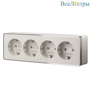 Розетка четверная с заземлением и шторками Werkel Gallant (слоновая кость) W5072204 4690389217999 a071253