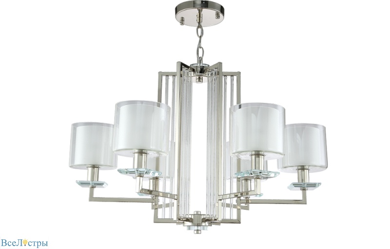 подвесная люстра crystal lux nicolas nicolas sp-pl6 nickel/white