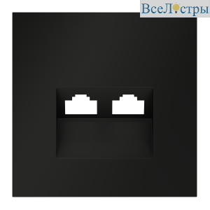 Накладка для розетки компьютерной двойной RJ45+RJ45 кат.6 Voltum S70 (черный матовый) VLS001408
