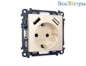 Комплект механизма розетки 2USB A+A 18W (быстрая зарядка) с/з Ambrella Volt Alfa MA309010