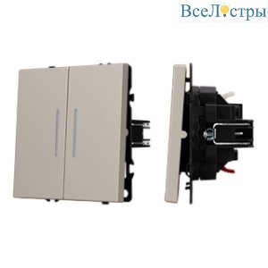 Механизм звонкового выключателя двухклавишный Arlight LED SWT-NOBE-MKR2-SFPL-L-CA (230V, 10A) (Кашемир) 061787(1)