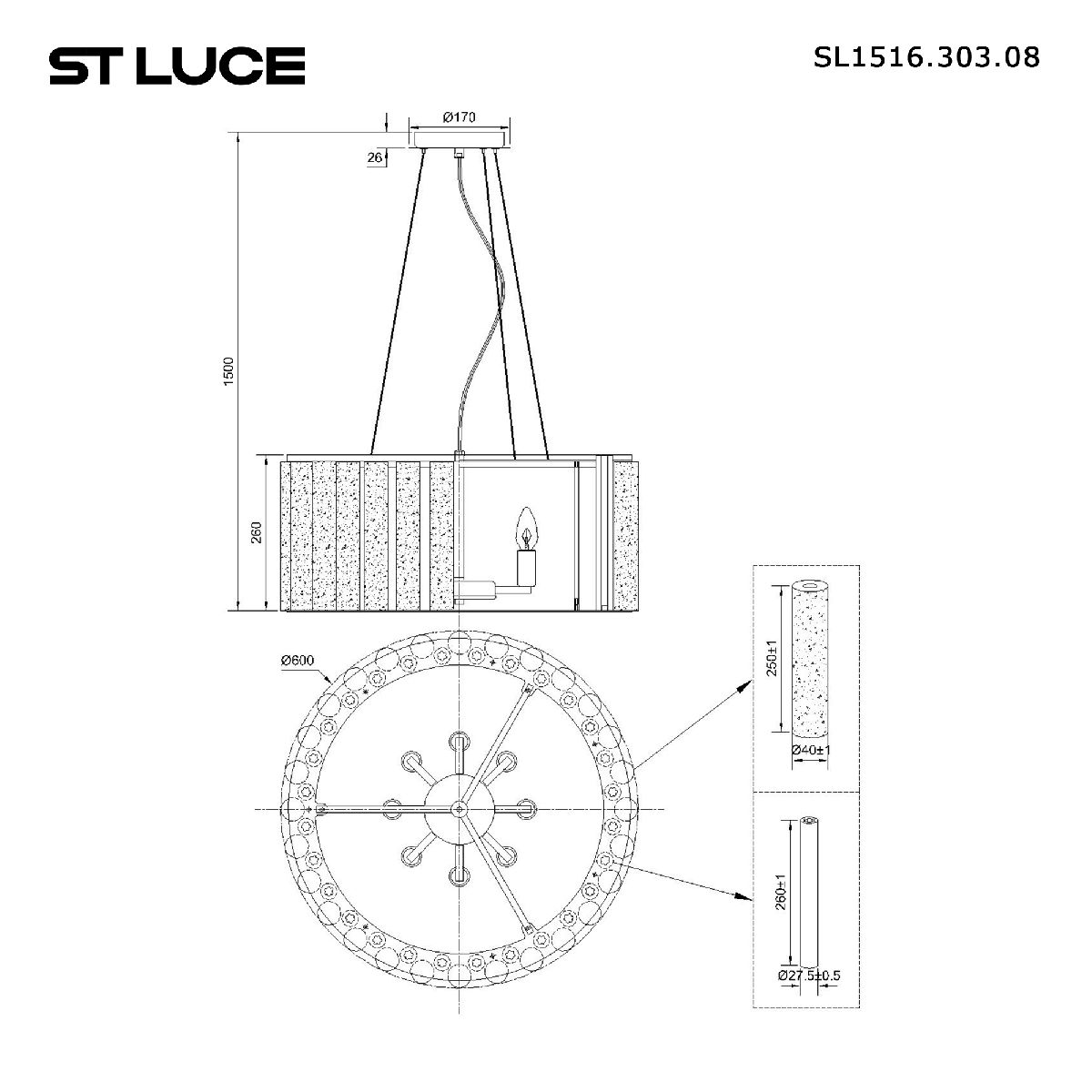 подвесная люстра st luce delight sl1516.303.08