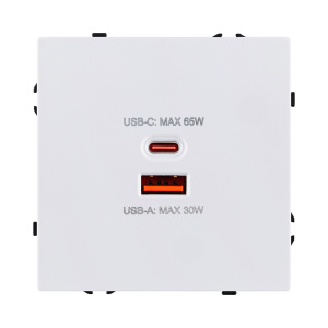 Розетка USB A+C 65W, белый глянцевый Kollinger Eclipse EC-024WG