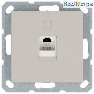 Интернет-розетка RJ45 с накладкой, цвет Тауп Jasmart G6105T