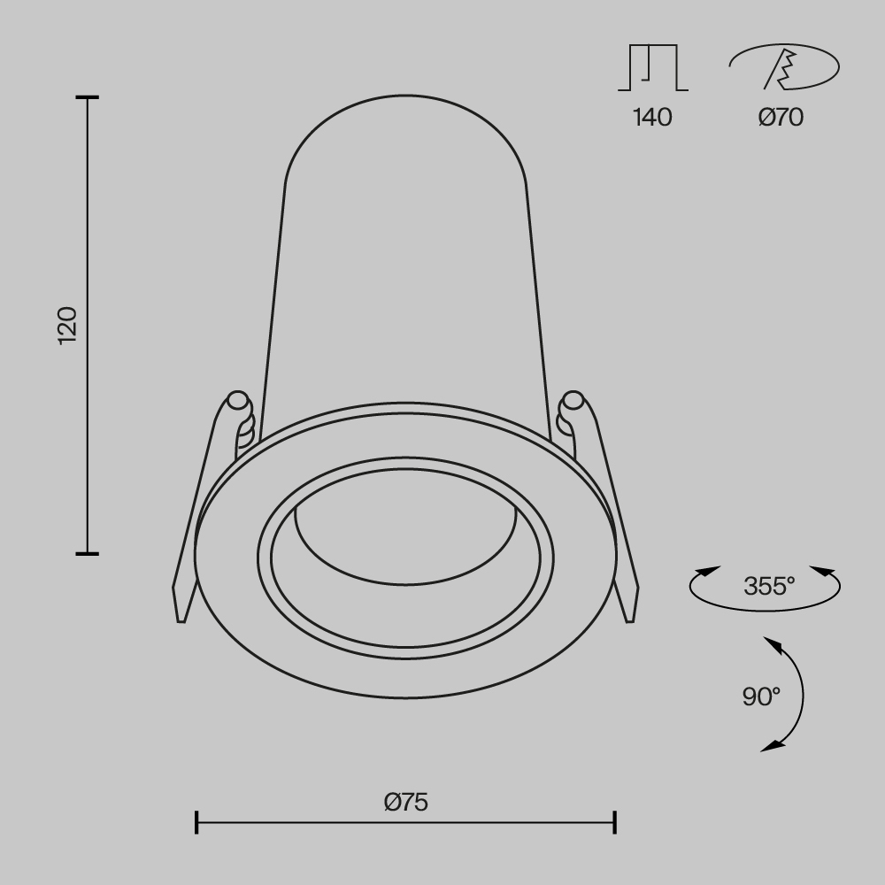 встраиваемый спот maytoni technical focus led dl125-l12-3k-w