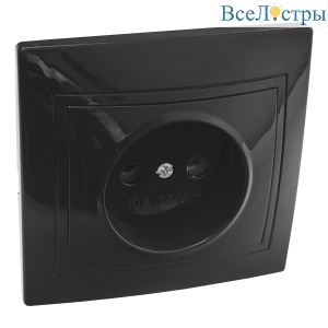 Розетка 2П скрытой установки 16А 250В IP20, черная (керамика) "Дельта" General 477315