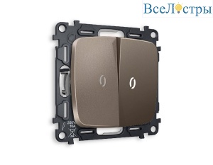 Комплект механизма 2-кл выключателя с подсветкой Ambrella Volt Omega MO634015