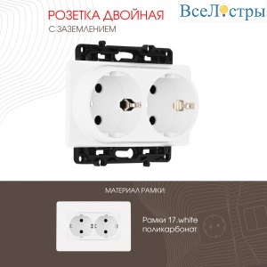 Розетка двойная с заземлением Arte Milano 217.40-2.white