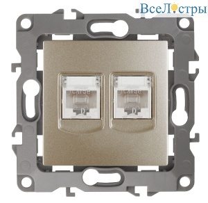 Розетка информационная двойная 2XRJ45 Эра 12-3108-04 Б0014732