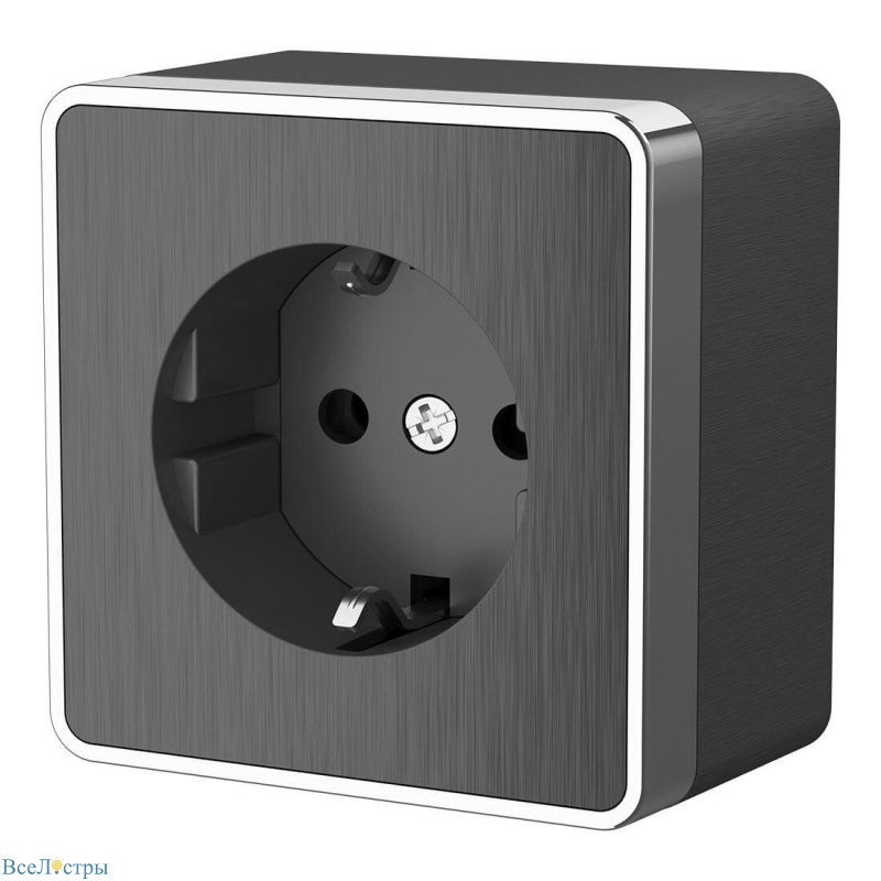 розетка с заземлением werkel gallant графит рифленый w5071004 4690389164484