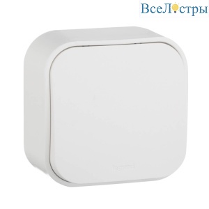 Выключатель одноклавишный кнопочный Legrand Quteo 6A 250V белый 782205