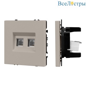 Механизм сдвоенной телефонной розетки Arlight SCT-NOBE-MTL2-SFPL-CA (RJ-11, 4C) (Кашемир) 061889