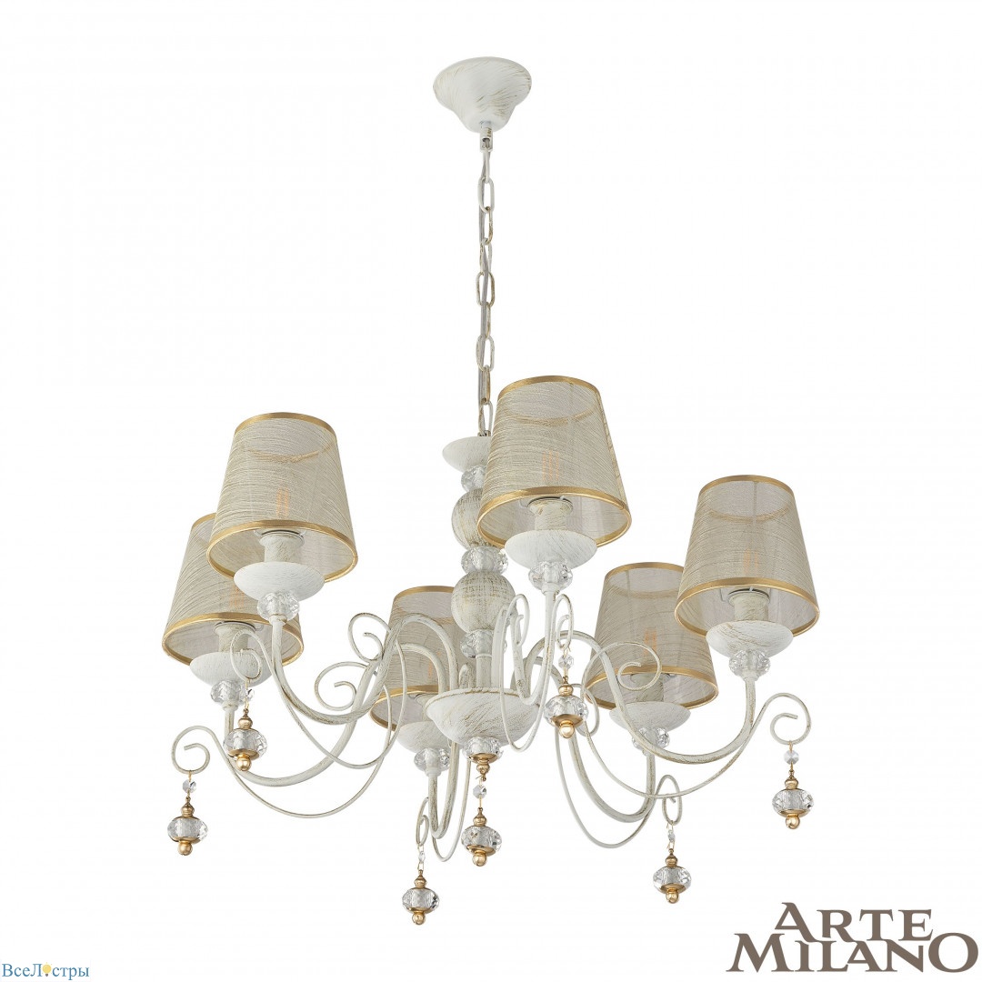 подвесная люстра arte milano 347620/6 wt+g