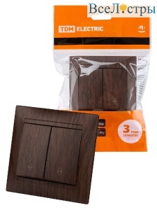 Выключатель двухклавишный на 2 направления Лама TDM Electric SQ1815-0407