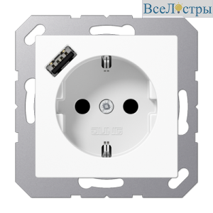 Розетка 2K+З USB Typ A Jung A1520-18AWW