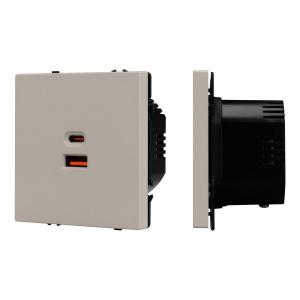 USB Розетка тип A+C софт-тач кашемир Arlight SCT-MUAC-SFPL-FC-CA (65W, QC3) 059446(1)