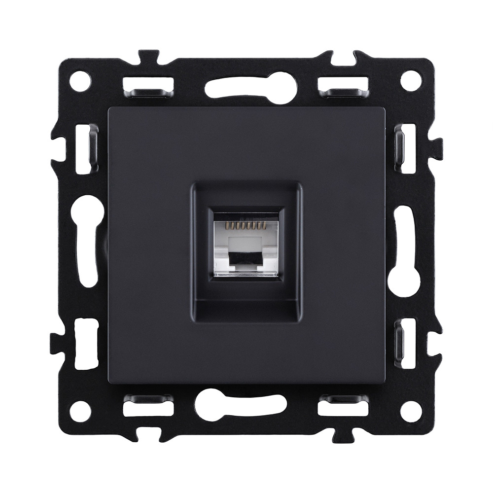 розетка ethernet rj45 cat.6, черный kollinger asthetik as-017bk