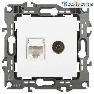 Розетка комбинированная RJ45+TV Эра 12-3110-01М Б0065691
