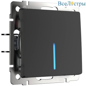 Выключатель Werkel одноклавишный проходной с подсветкой черный матовый W1112108 4690389156670
