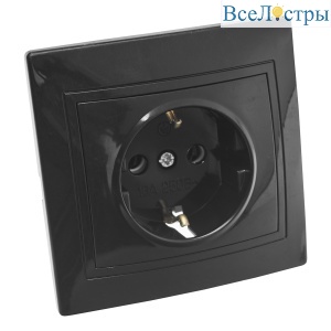 Розетка 2П+З скрытой установки 16А 250В IP20, черная (керамика) "Дельта" General 477319