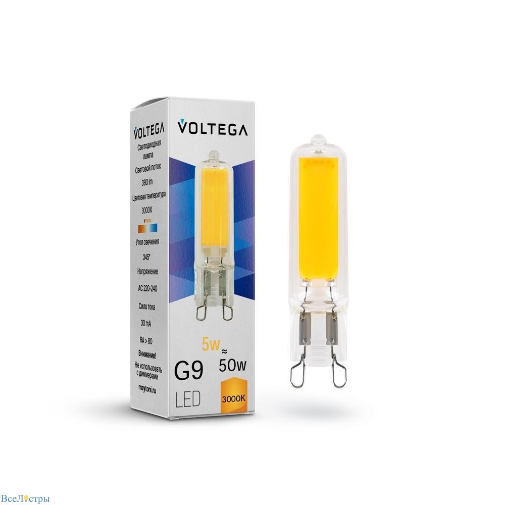 лампа светодиодная voltega g9 5w 3000к прозрачная vg9-k2g9warm5w 7181