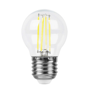 Лампа светодиодная филаментная Feron E27 7W 6400K прозрачная LB-52 38222