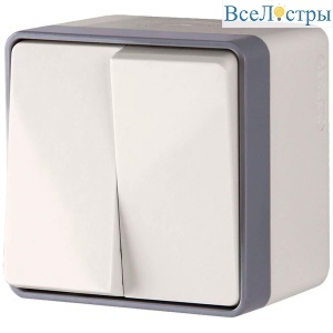 Выключатель Werkel двухклавишный влагозащищенный Gallant слоновая кость WL15-03-02 4690389102271