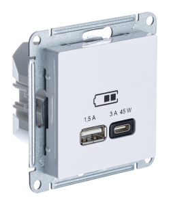Розетка USB A + тип-C 45Вт высокоскор.заряд. QC, PD, механизм Systeme Electric AtlasDesign Лотос ATN001329