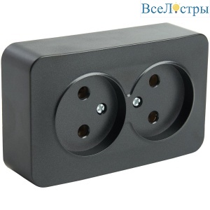 Розетка двойная 2P Stekker София черный MST10-12-02 49315