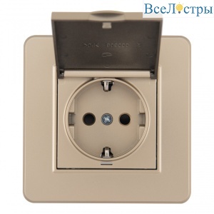 Комплект розетки с/з и шторками, защитной крышкой и рамкой Arte Milano SET16-1-41-1 shampan
