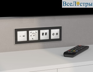 Комплект механизма компьютерной двойной розетки RJ-45 с автоматической защитной шторкой Alfa Белый глянец Quant Ambrella Volt MA112110 (AP1121, VM189)