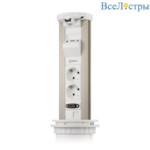 Блок розеток 12J (2 секции, USB type A+C + RJ45 + HDMI) беспроводная зарядка Mebax 00-00002598