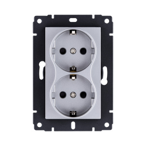 Розетка штепсельная SCHUKO двойная 16A/250 В, серый Kollinger REA-032GY для Aspekt, Eleganz, Reflex