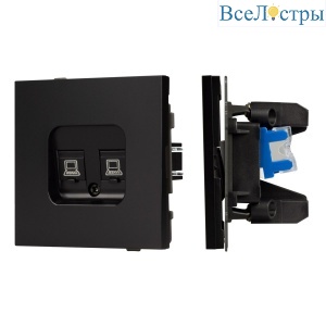 Механизм компьютерной розетки двойной Arlight SCT-TENDO-MPC2-PL-BK (RJ-45, CAT6) 054101