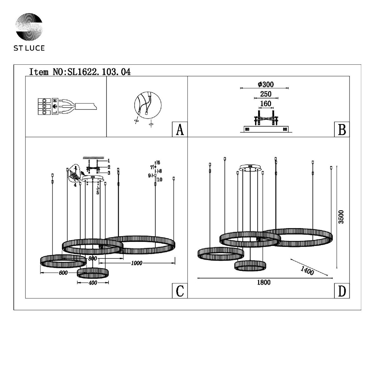 подвесная люстра st luce tivoli sl1622.103.04