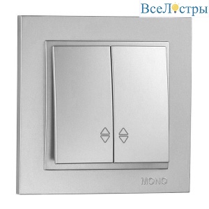 Выключатель Mono Electric Despina двухклавишный проходной серебро 102-212123-111