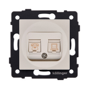 Розетка двойная RJ11 + RJ45 Cat.6, золотой Kollinger REA-011GD для Aspekt, Eleganz, Reflex