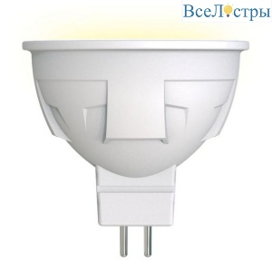 Лампа светодиодная диммируемая (UL-00003991) Uniel GU5.3 6W 3000K матовая LED-JCDR 6W/WW/GU5.3/FR/DIM PLP01WH