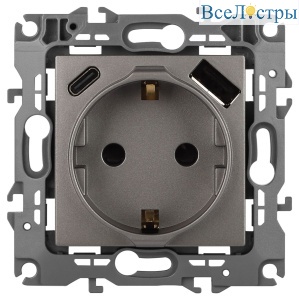 Розетка со шторками с USB type-A+C Эра 12-4108-16 Б0067762