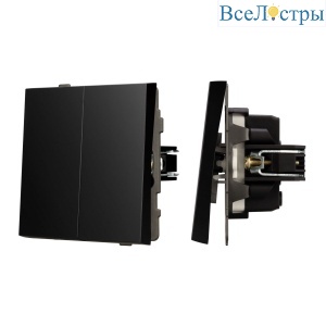 Механизм выключателя двухклавишный непроходной Arlight SWT-TENDO-MK02-PL-BK (230V, 10A) 054059
