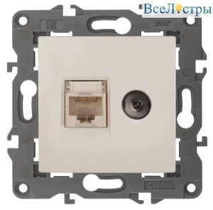 Розетка RJ45+TV Эра 14-3110-02 Б0034315