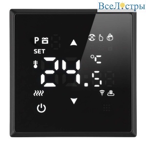 Терморегулятор Wi-Fi (механизм) Stekker Эмили RSW00-5119-05 250В 3500Вт черный уголь, soft touch 50377