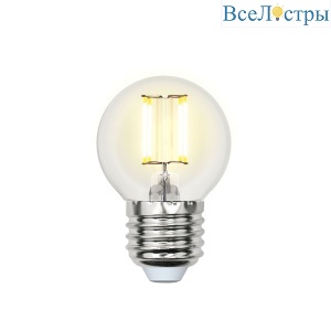 Лампа светодиодная (UL-00000196) Uniel E327 6W прозрачная LED-G45-6W/WW/E27/CL PLS02WH