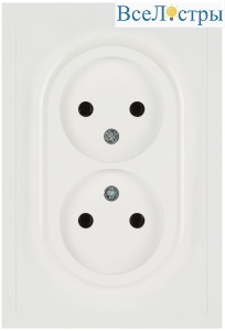 Розетка ЭРА Galaxy 15-2107-01 без заземления двойная 2X2P 16А-250В IP20 белый Б0071697