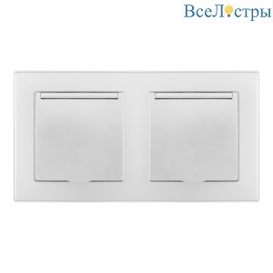 Розетка двойная (двухпостовая) с/з и шторками Arte Milano SET06-2-41-1x2 silver